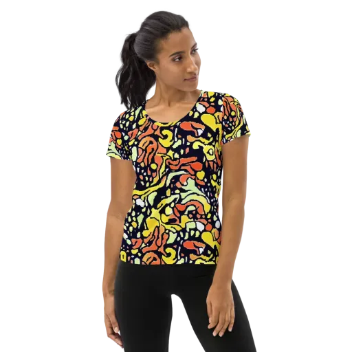 Neon Ink Safari on a Women's Athletic T-Shirt