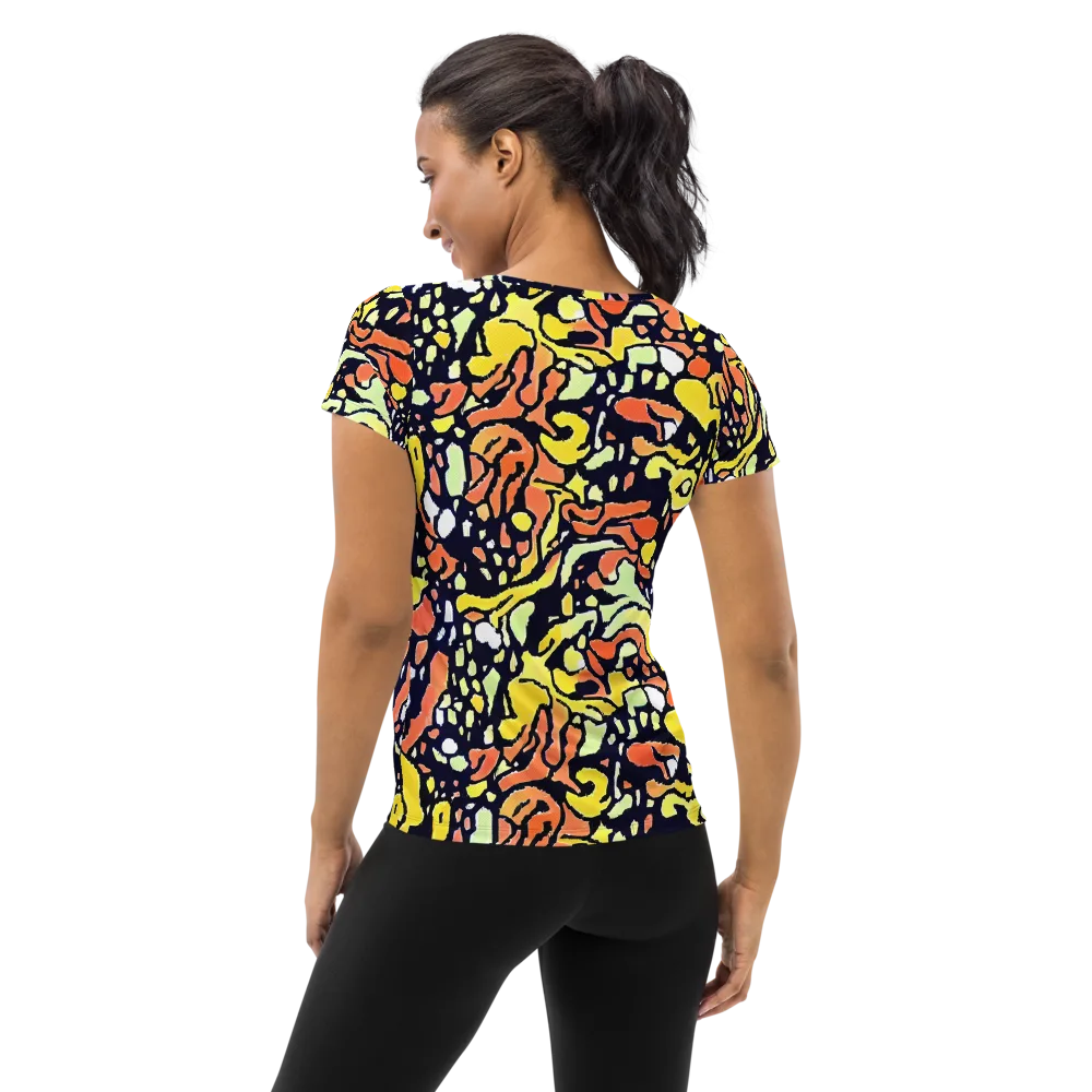 Neon Ink Safari on Women's Athletic T-Shirt — Back