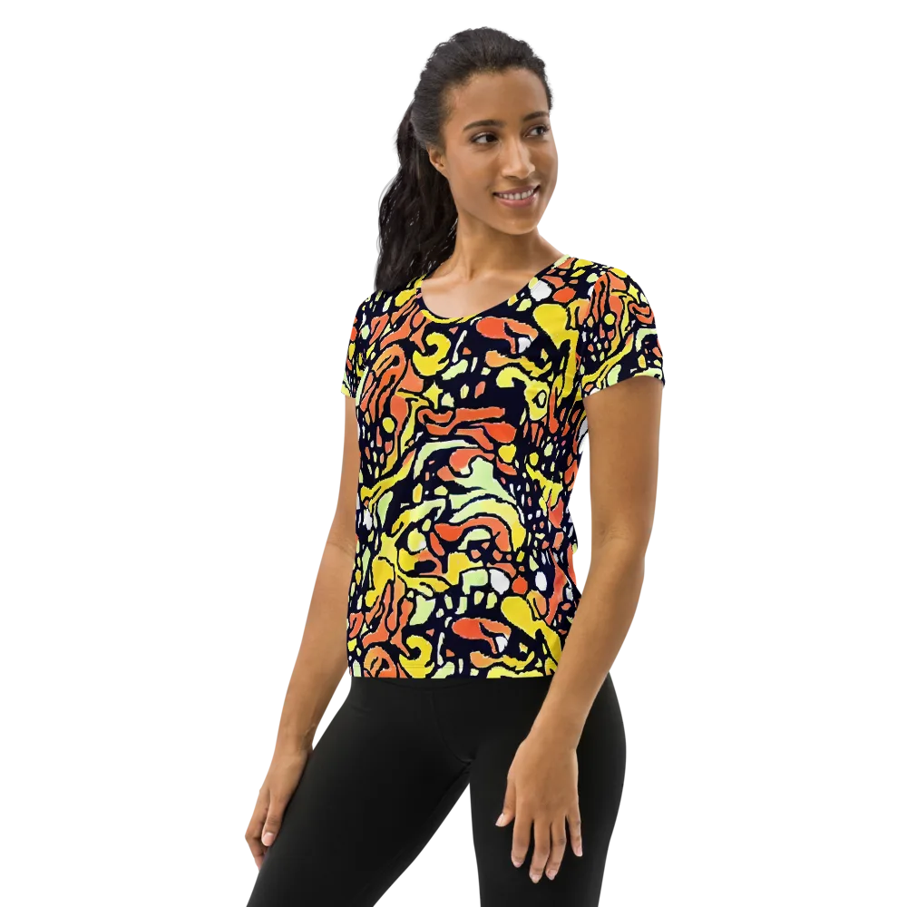 Neon Ink Safari on Women's Athletic T-Shirt — Left