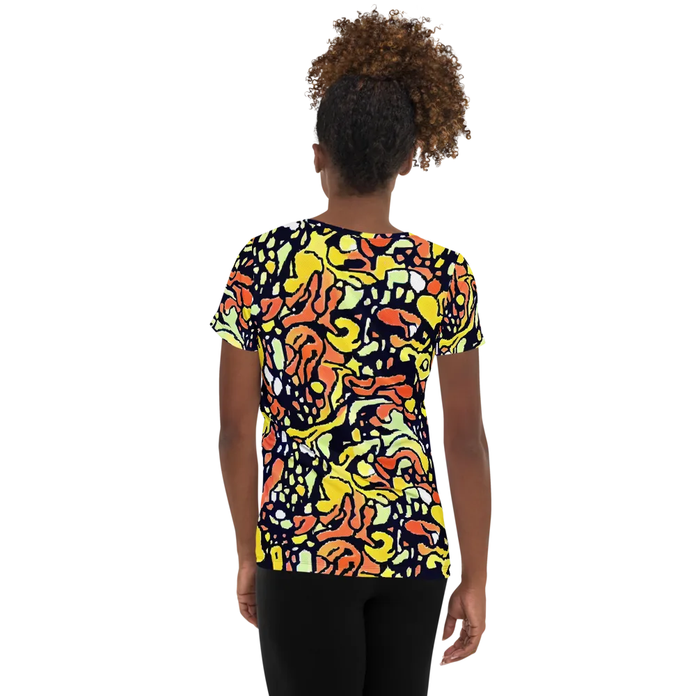 Neon Ink Safari on Women's Athletic T-Shirt — Back