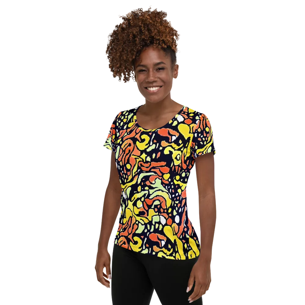 Neon Ink Safari on Women's Athletic T-Shirt — Left