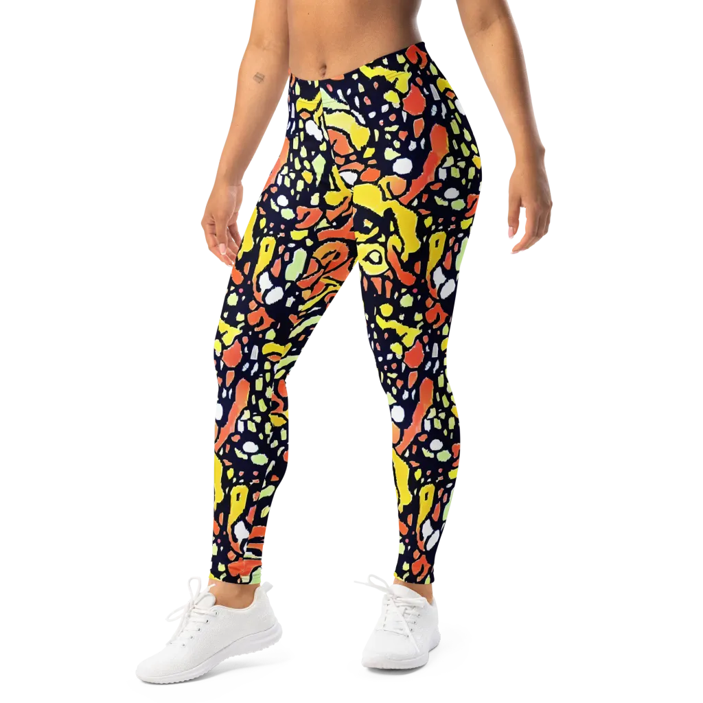 Neon Ink Safari on Leggings — Left Front