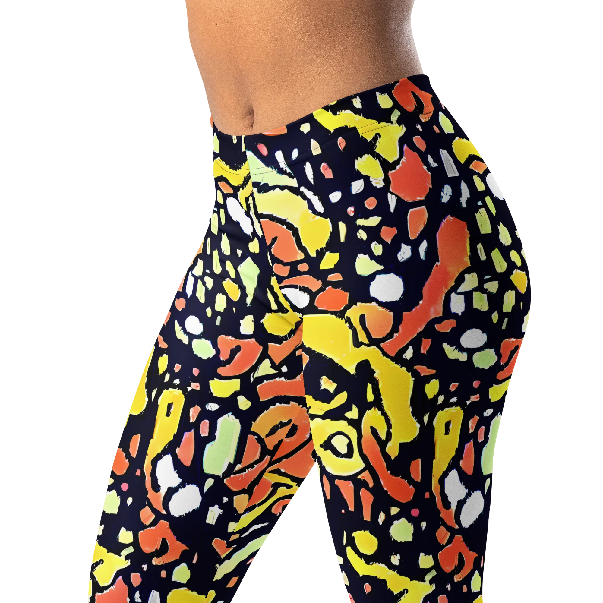 Neon Ink Safari on Leggings — Left Front