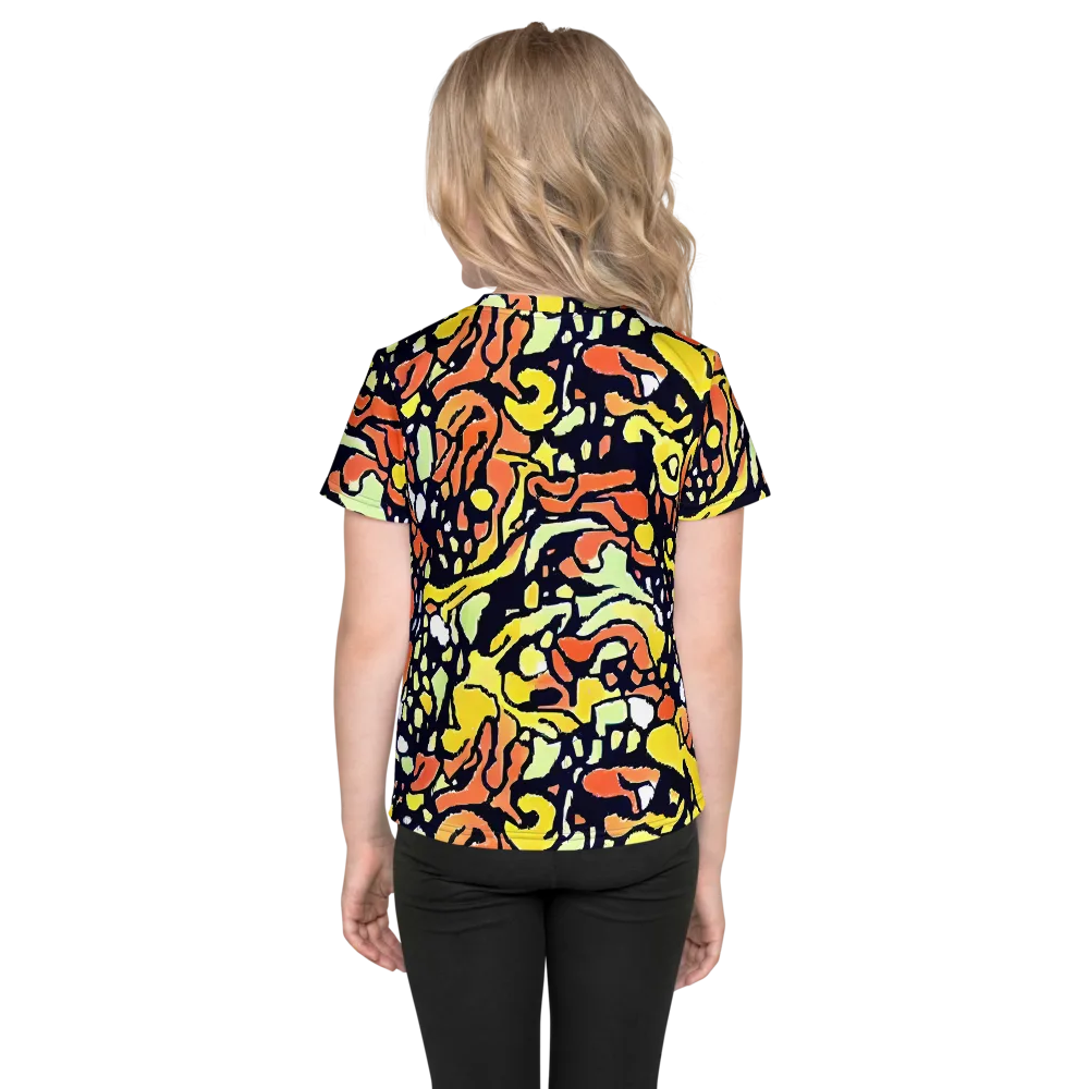 Neon Ink Safari on Kids Crew Neck T-Shirt — Back