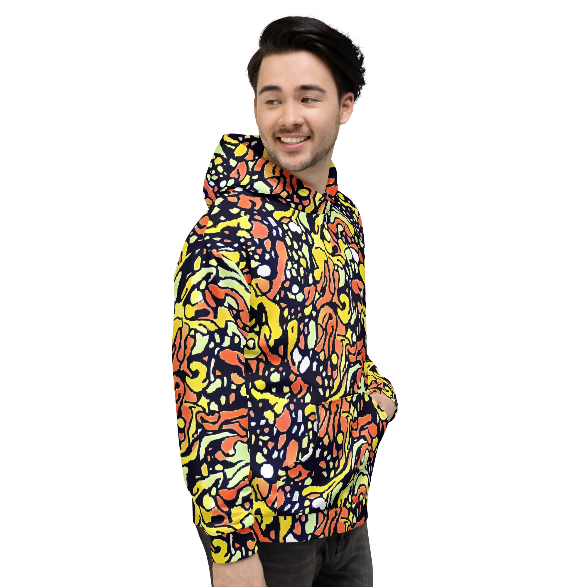 Neon Ink Safari on Hoodie — Right