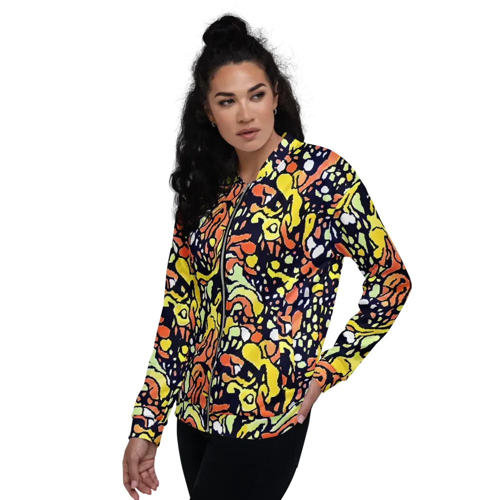 Neon Ink Safari on Bomber Jacket — Left