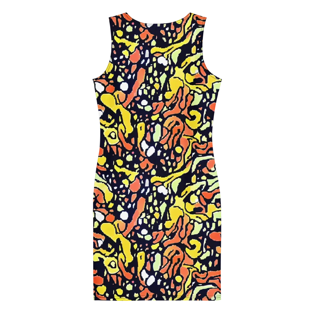 Neon Ink Safari on Bodycon Dress — Back
