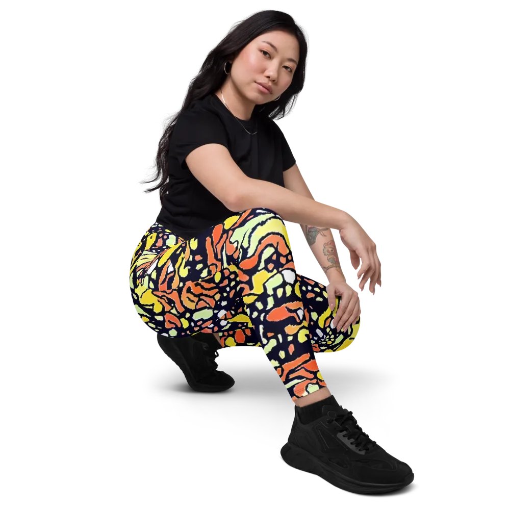 Neon Ink Safari on Leggings with Pockets — Right Front