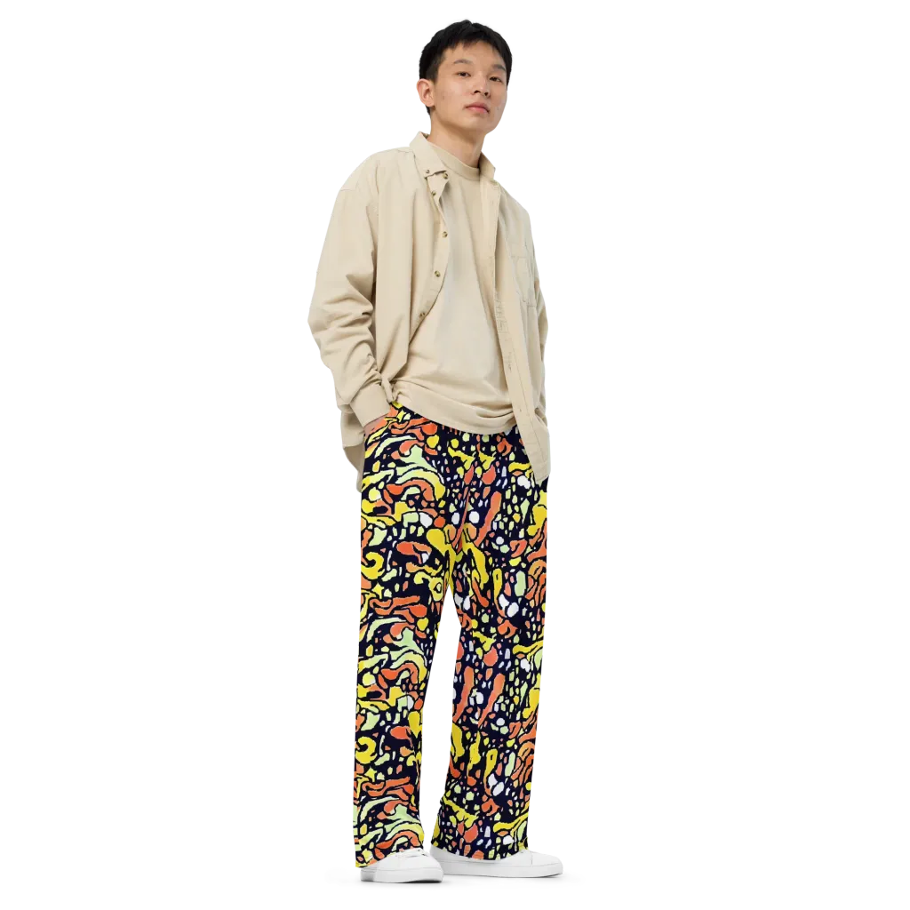 Neon Ink Safari on Wide-Leg Pants — Right Front