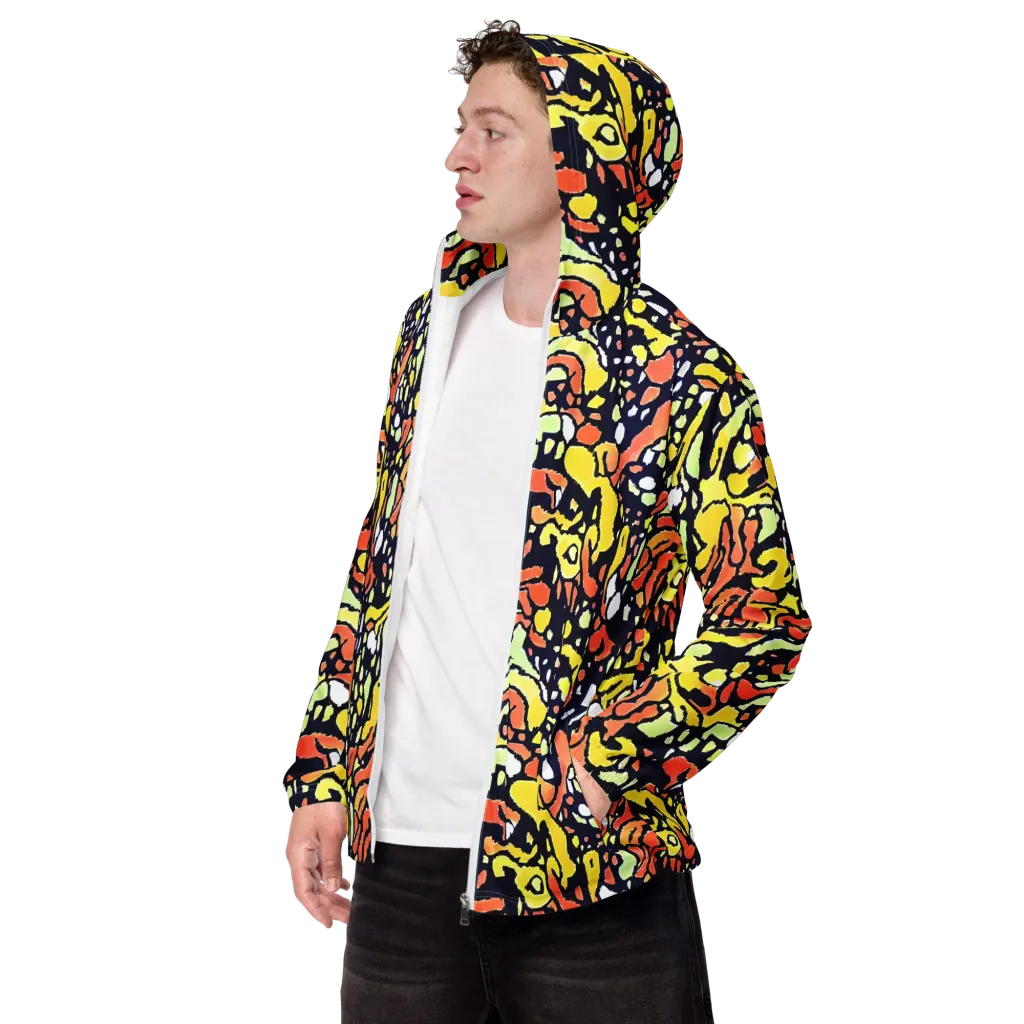 Neon Ink Safari on Men's Windbreaker — Left Front