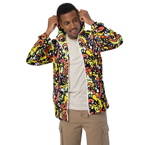 Neon Ink Safari on a Men's Windbreaker