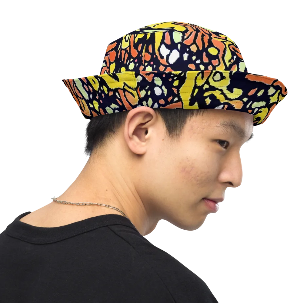 Neon Ink Safari on Reversible Bucket Hat — Right Outside