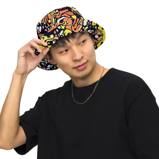 Neon Ink Safari on a Reversible Bucket Hat