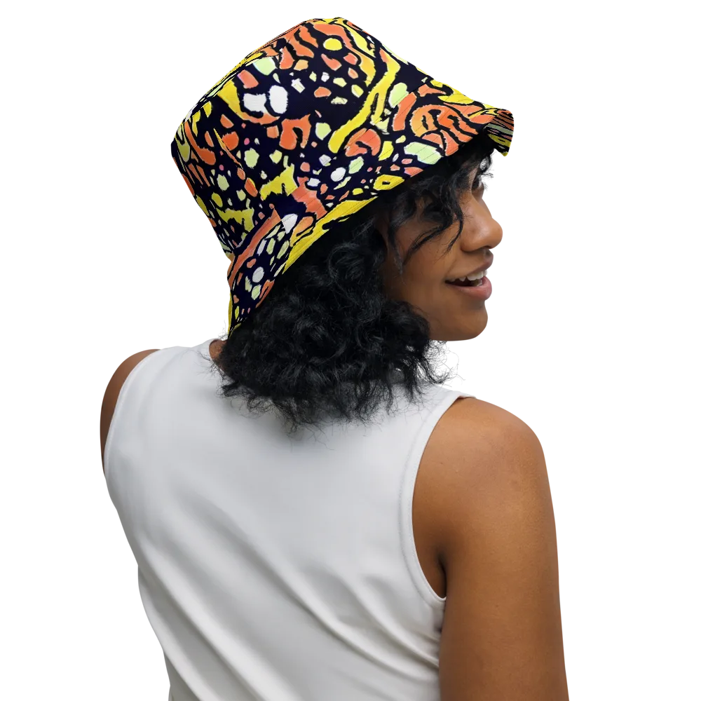 Neon Ink Safari on Reversible Bucket Hat — Right Outside