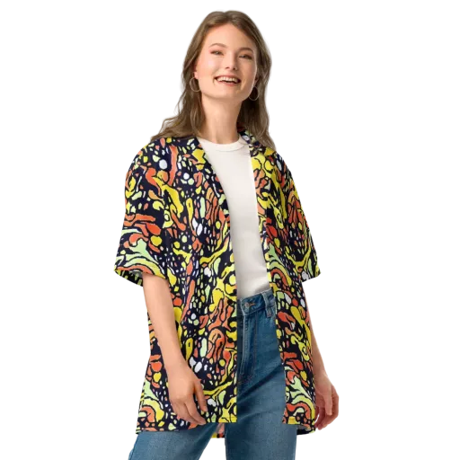 Neon Ink Safari on a Button Shirt