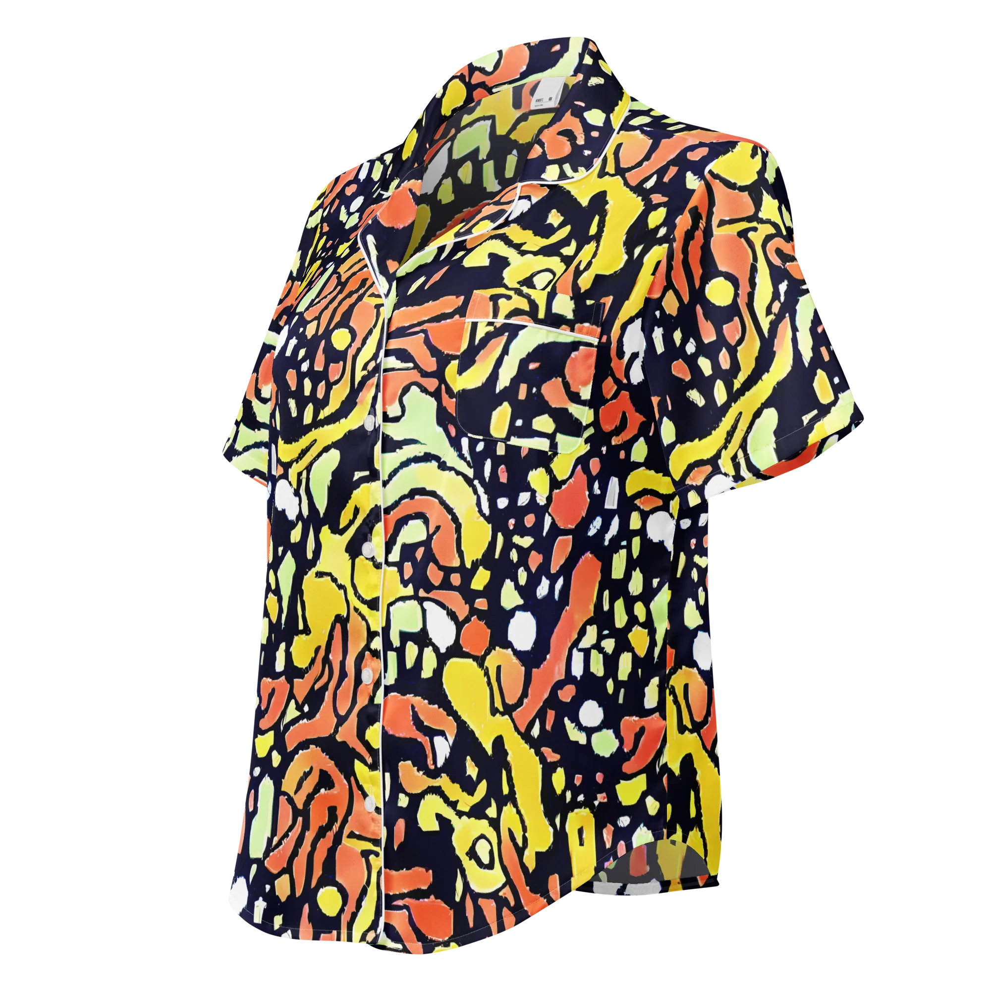 Neon Ink Safari on Women's Short Sleeve Pajama Top — Left Front