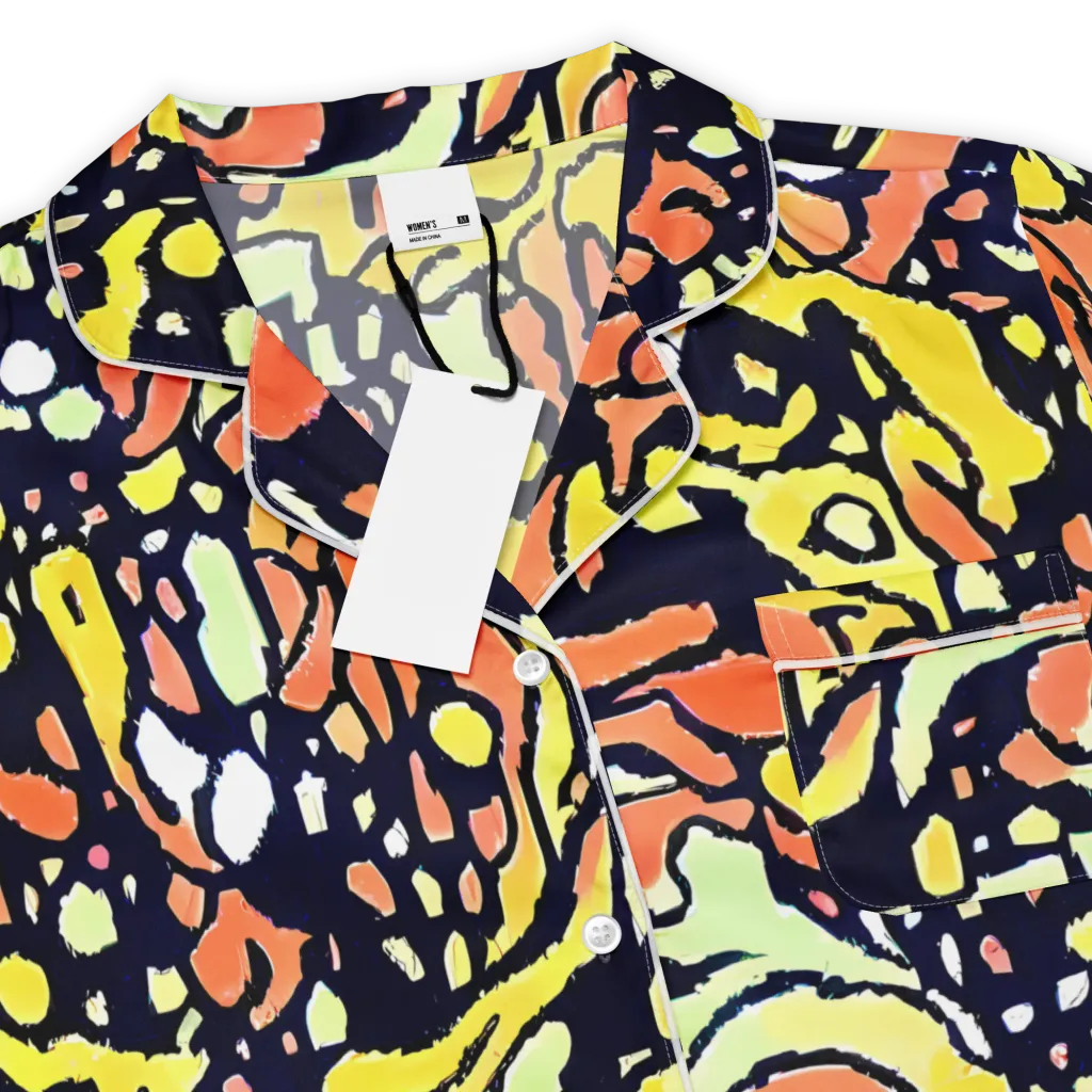 Neon Ink Safari on Women's Short Sleeve Pajama Top — Product details