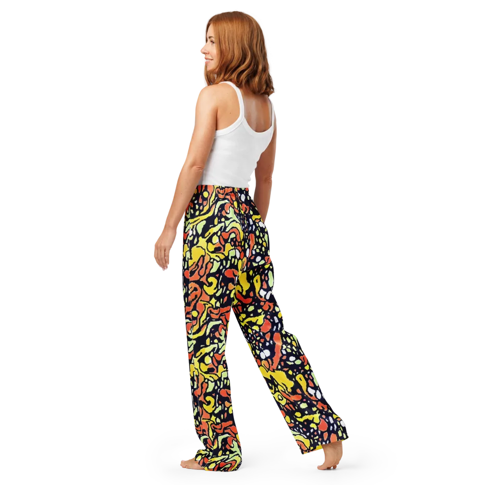 Neon Ink Safari on Women's Pajama Pants — Back