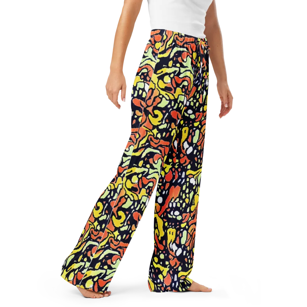 Neon Ink Safari on Women's Pajama Pants — Right Front