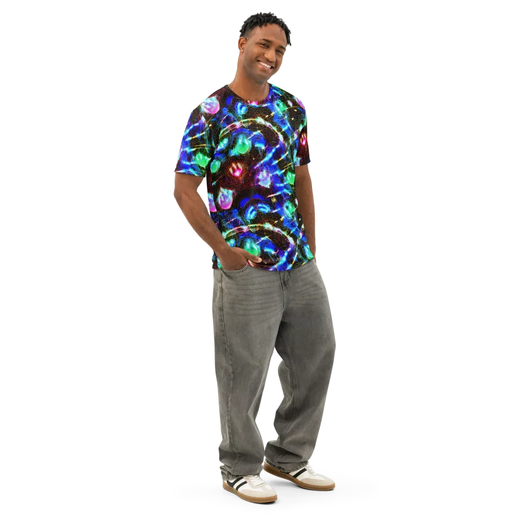 Galactic Vein on Men's Cotton Crew Neck T-Shirt — Right Front