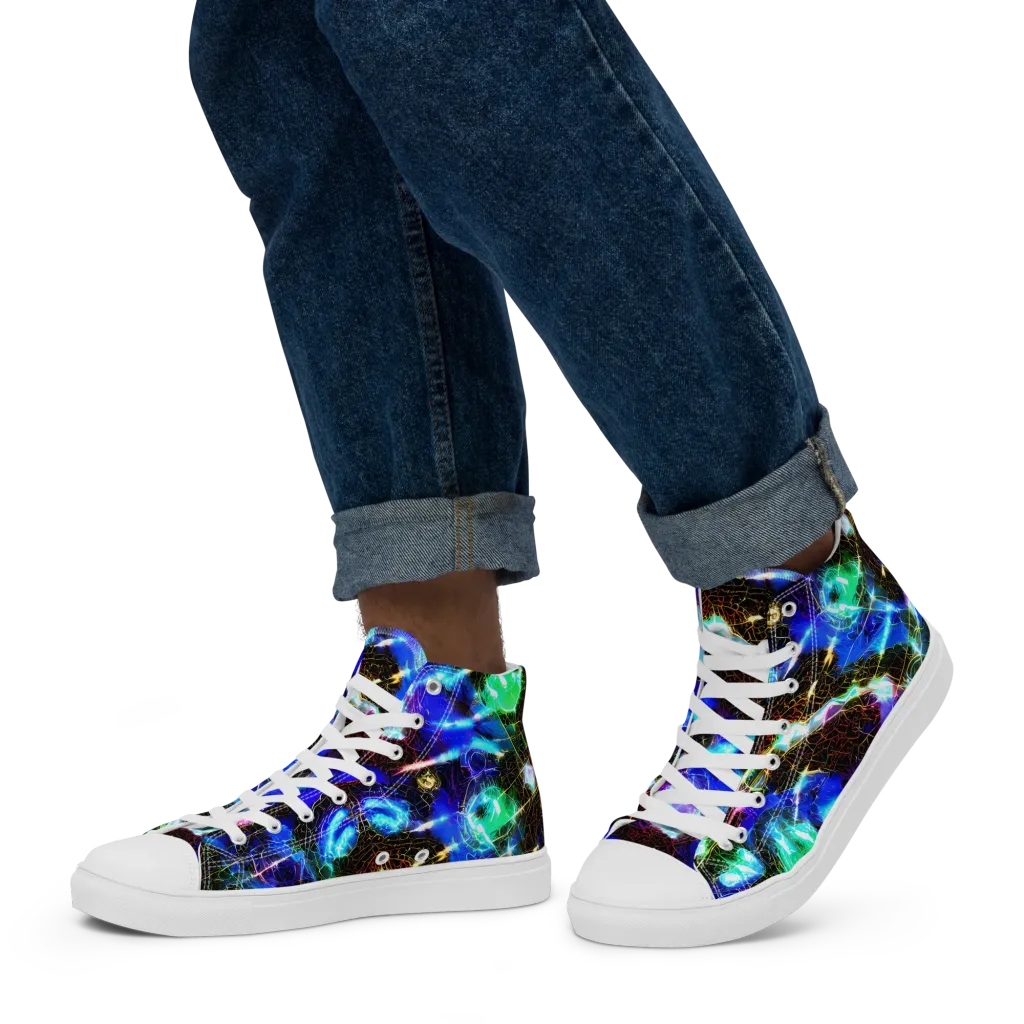 Galactic Vein on Men's High Top Canvas Shoes — Left