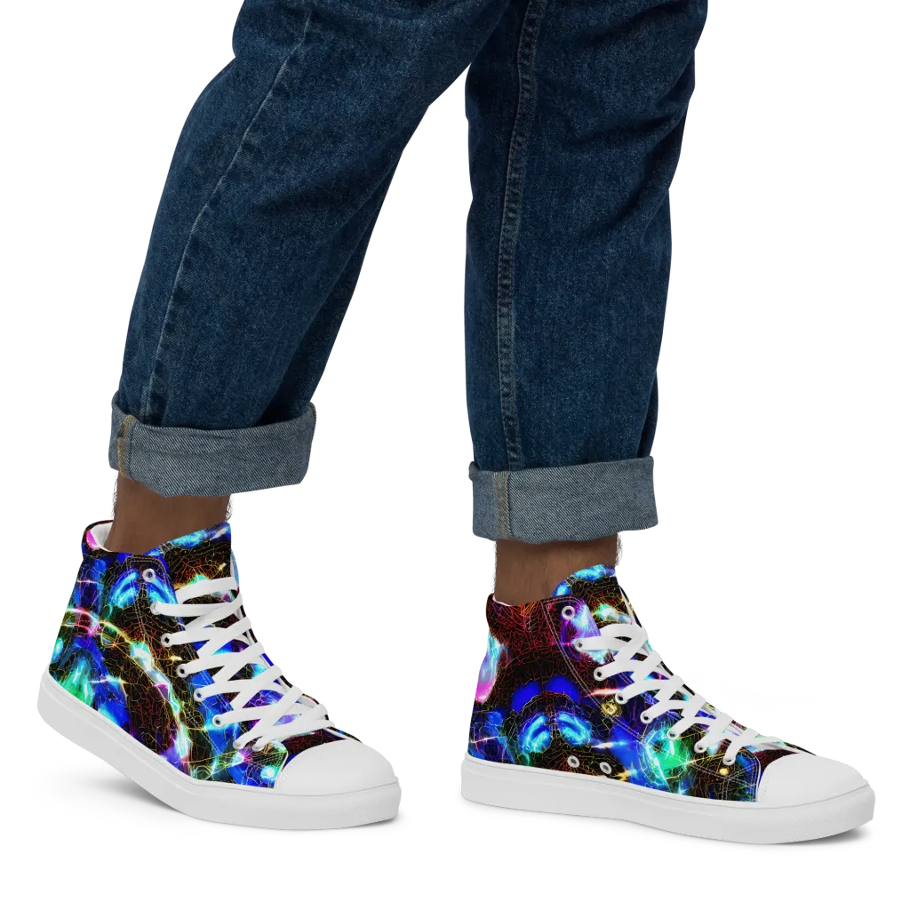 Galactic Vein on Men's High Top Canvas Shoes — Right