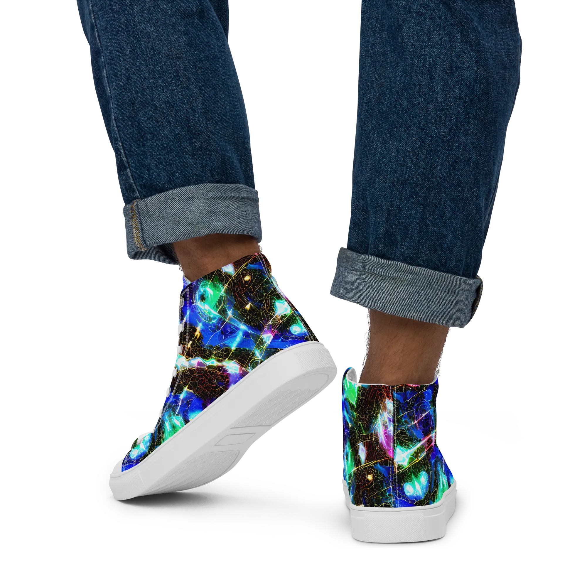 Galactic Vein on Men's High Top Canvas Shoes — Back