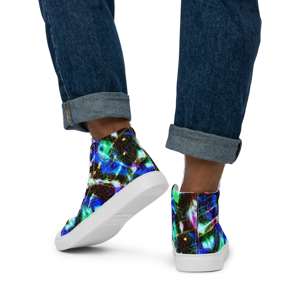 Galactic Vein on Men's High Top Canvas Shoes — Back