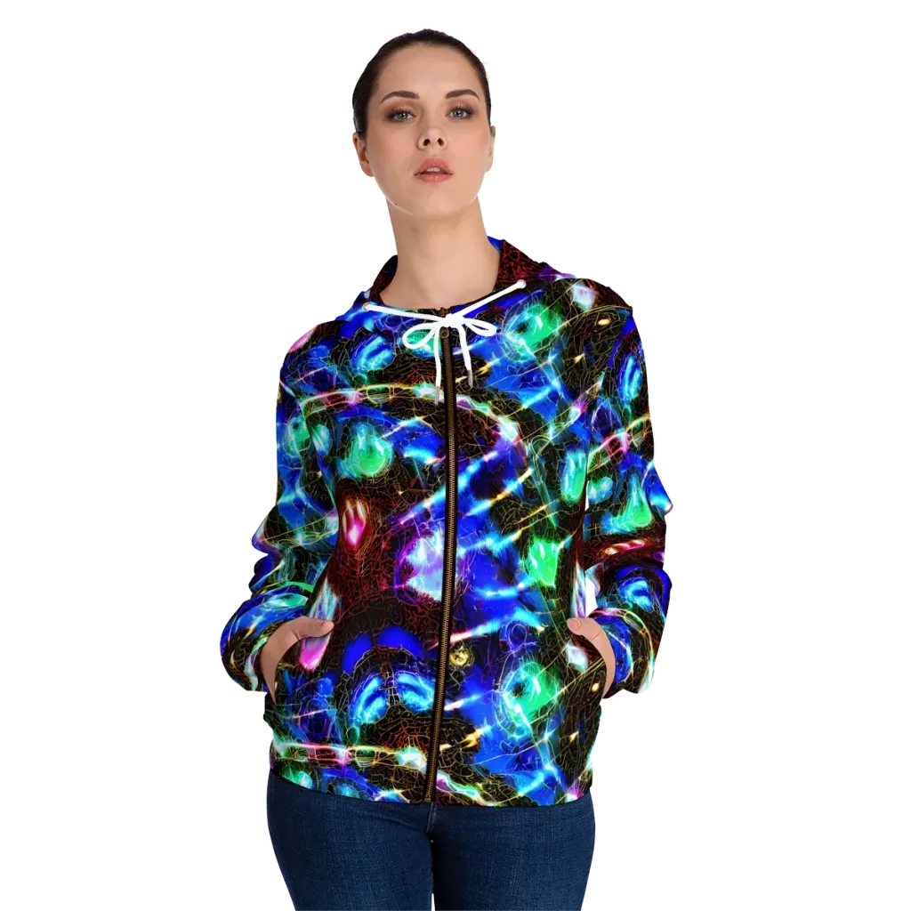 Galactic Vein on Women's Full-Zip Hoodie — Front On Person