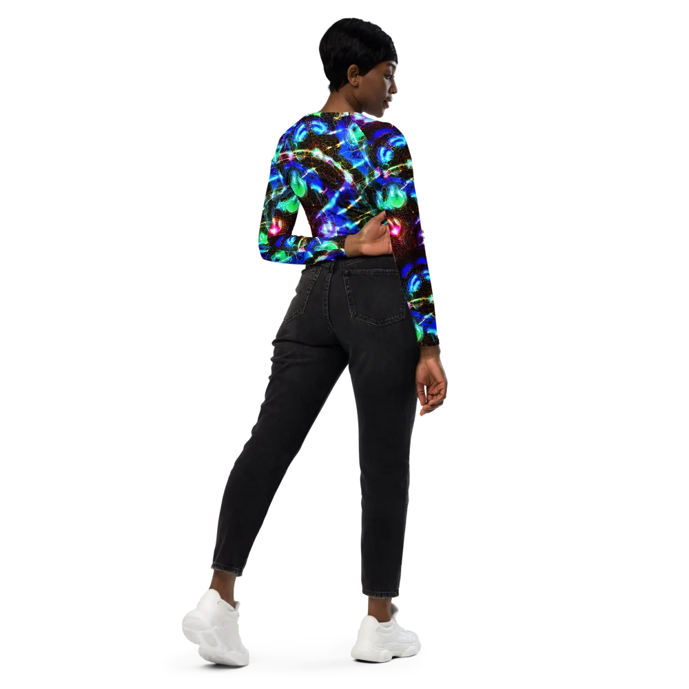 Galactic Vein on Long Sleeve Crop Top — Right Back