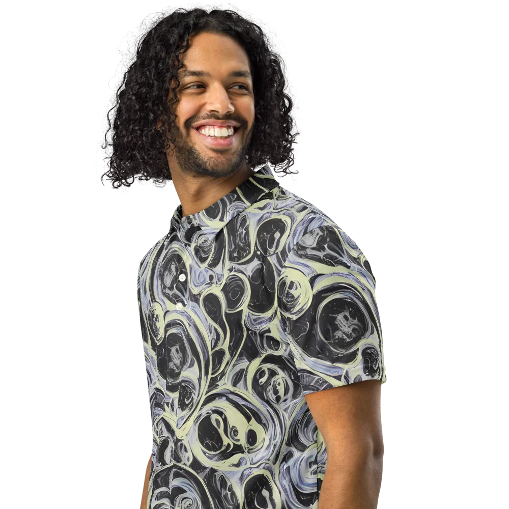 Moonlit Melt on Men's Slim Fit Polo Shirt — Left Front