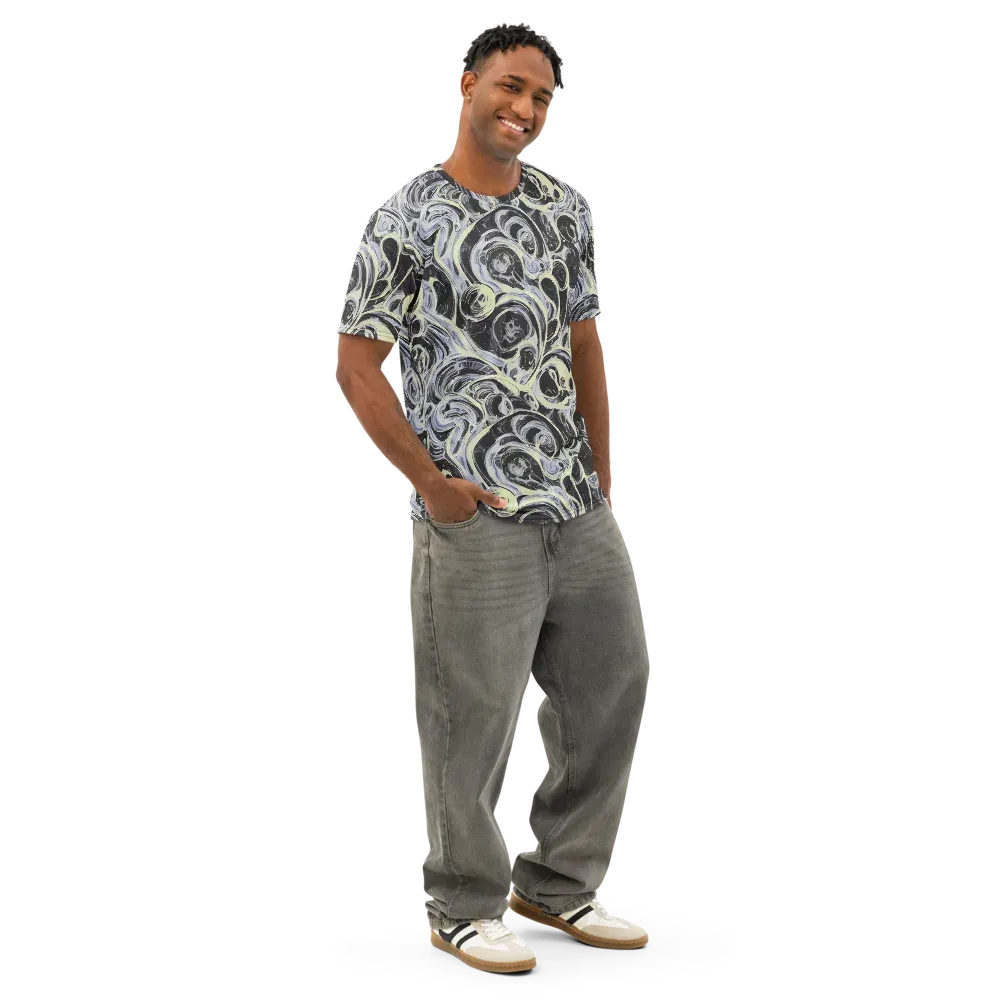 Moonlit Melt on Men's Cotton Crew Neck T-Shirt — Right Front
