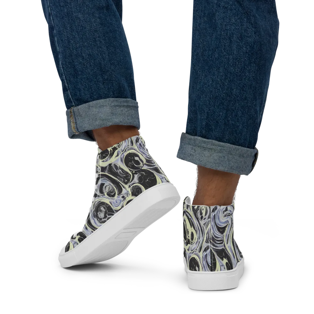 Moonlit Melt on Men's High Top Canvas Shoes — Back