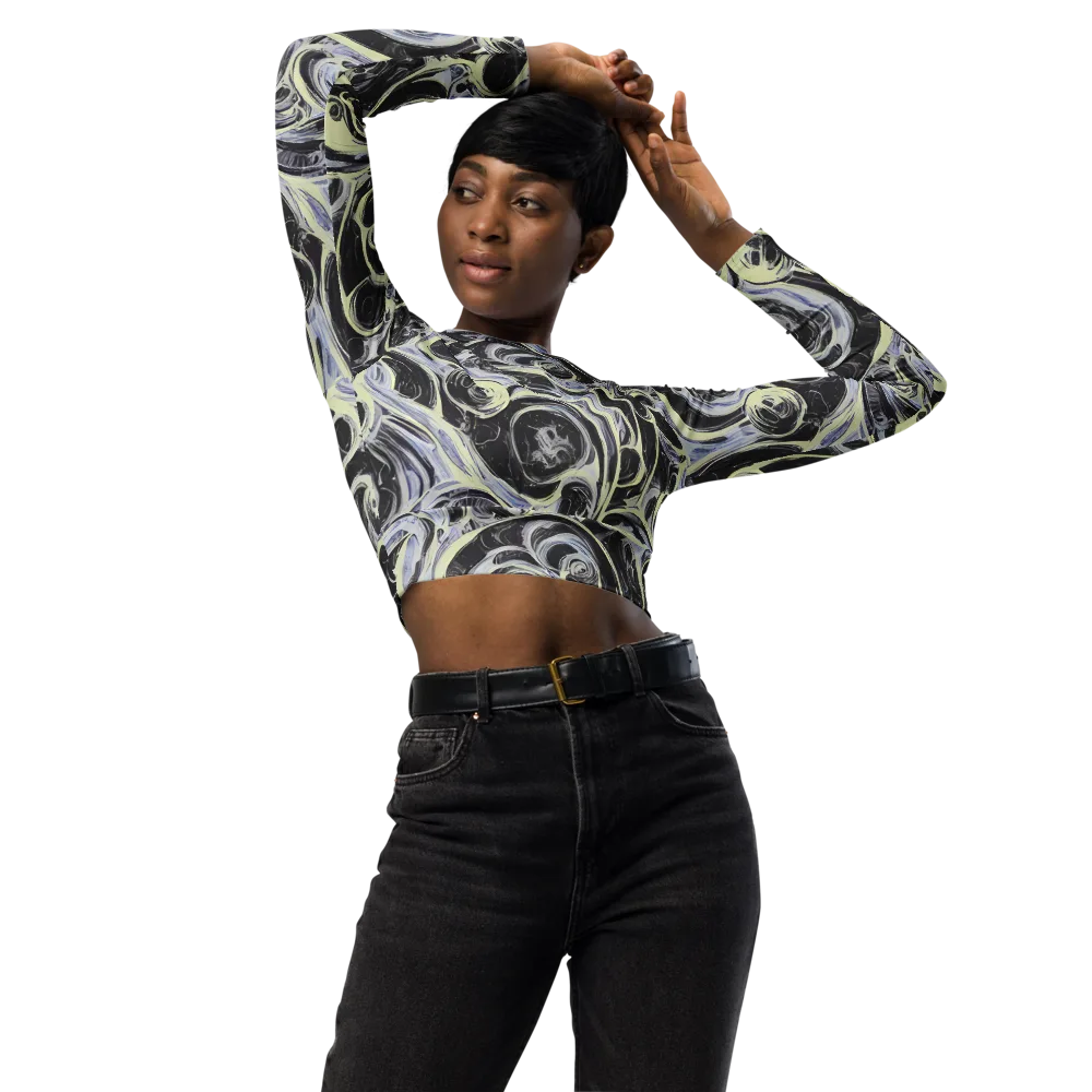 Moonlit Melt on Long Sleeve Crop Top — Front
