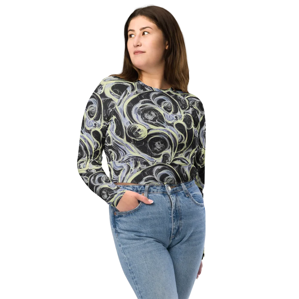 Moonlit Melt on Long Sleeve Crop Top — Front