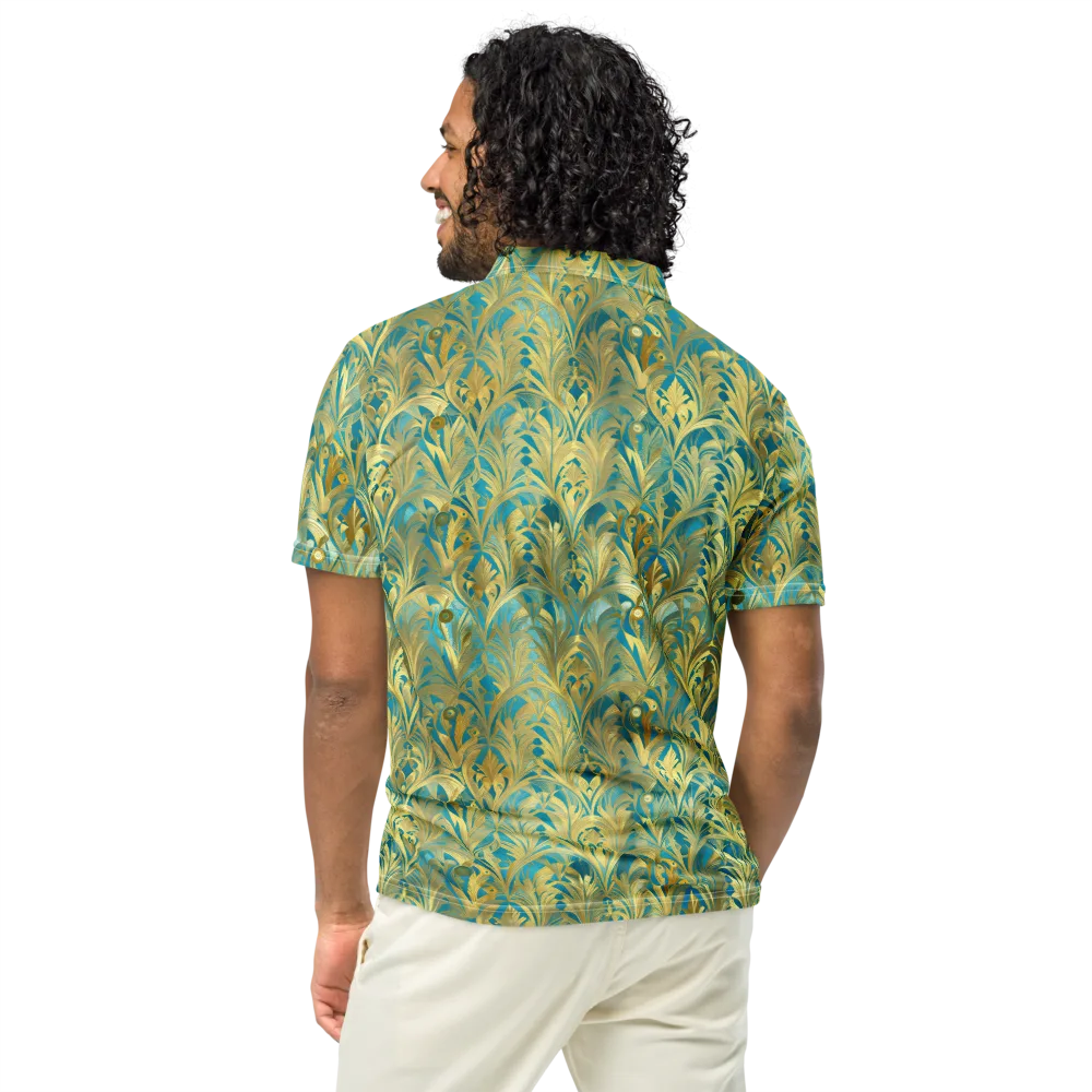 Turquoise Plumage on Men's Slim Fit Polo Shirt — Back
