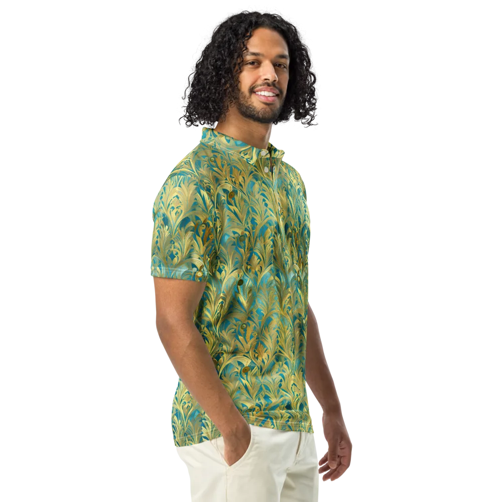 Turquoise Plumage on Men's Slim Fit Polo Shirt — Right Front