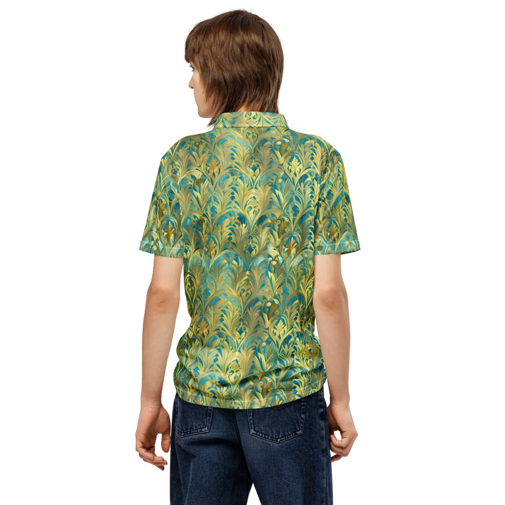 Turquoise Plumage on Men's Slim Fit Polo Shirt — Back