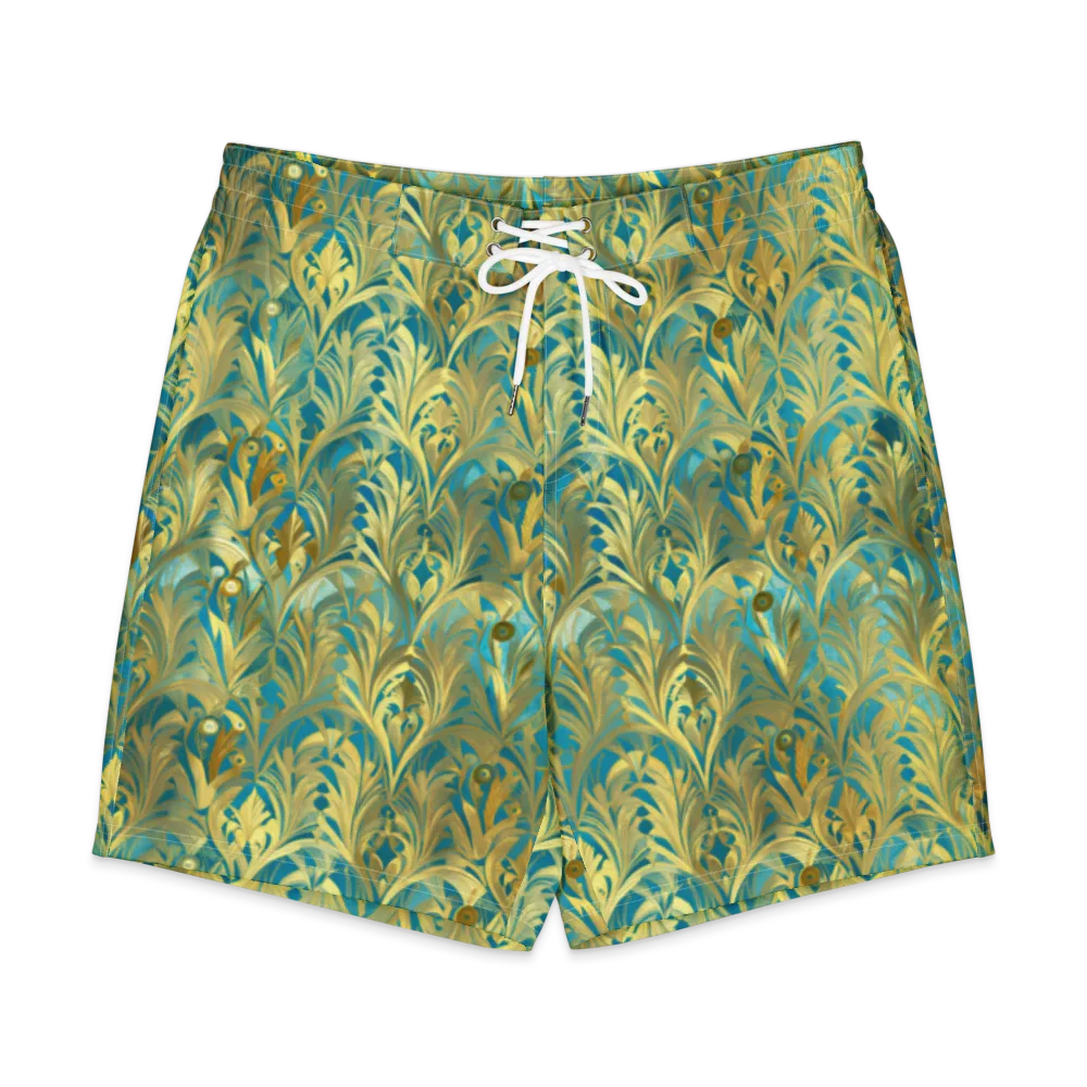 Turquoise Plumage on Men's Board Shorts — Front