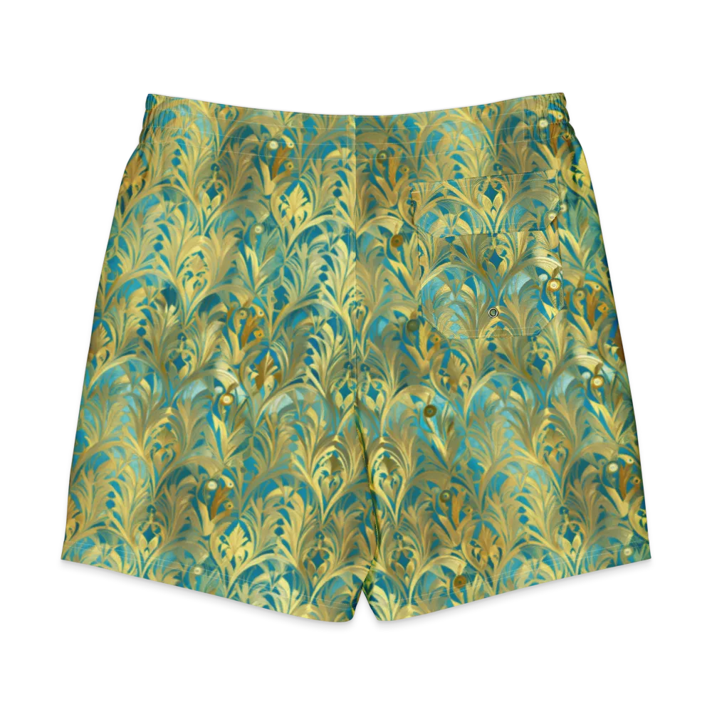Turquoise Plumage on Men's Board Shorts — Back