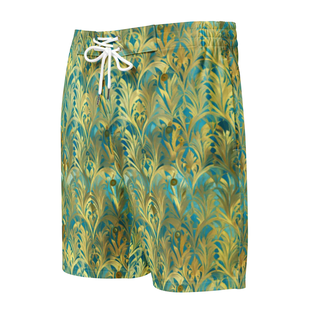 Turquoise Plumage on Men's Board Shorts — Front