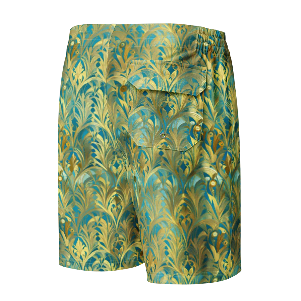 Turquoise Plumage on Men's Board Shorts — Back