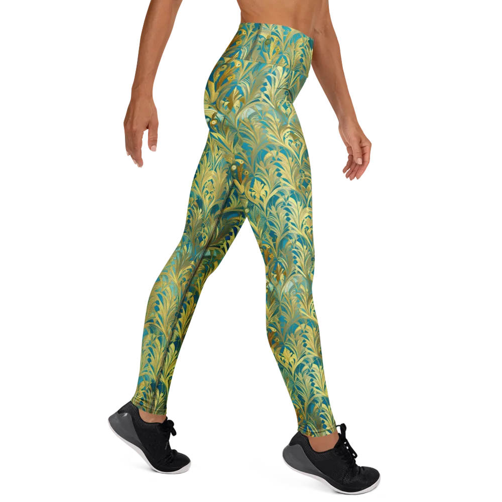 Turquoise Plumage on Yoga Leggings — Right