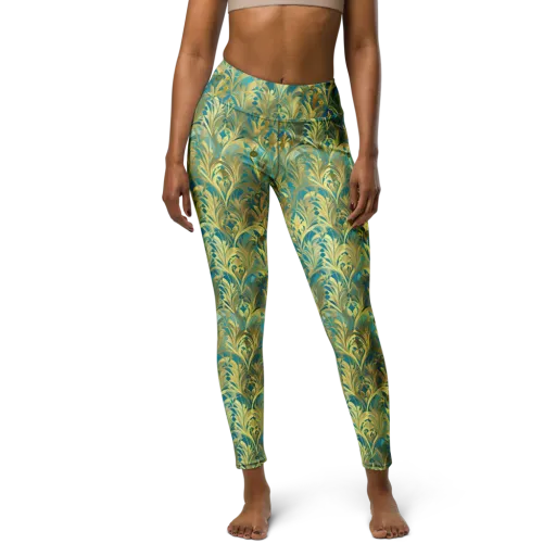 Turquoise Plumage on a Yoga Leggings