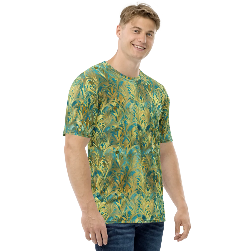 Turquoise Plumage on Men's Crew Neck T-Shirt — Right