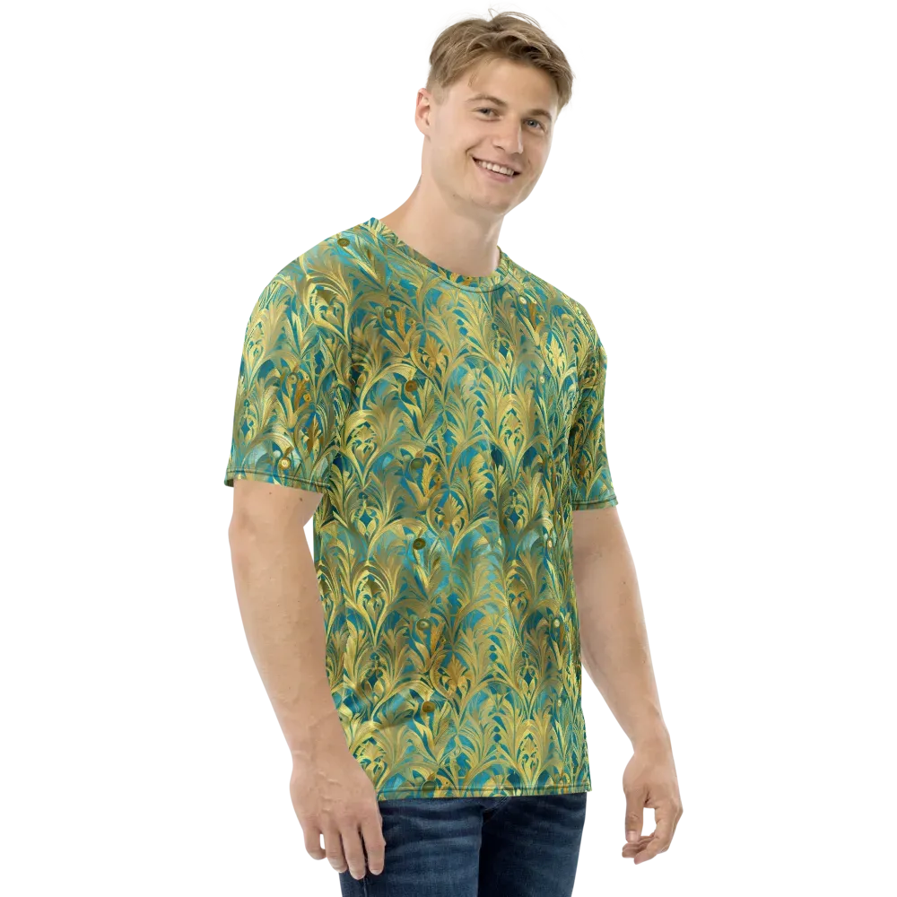 Turquoise Plumage on Men's Crew Neck T-Shirt — Right