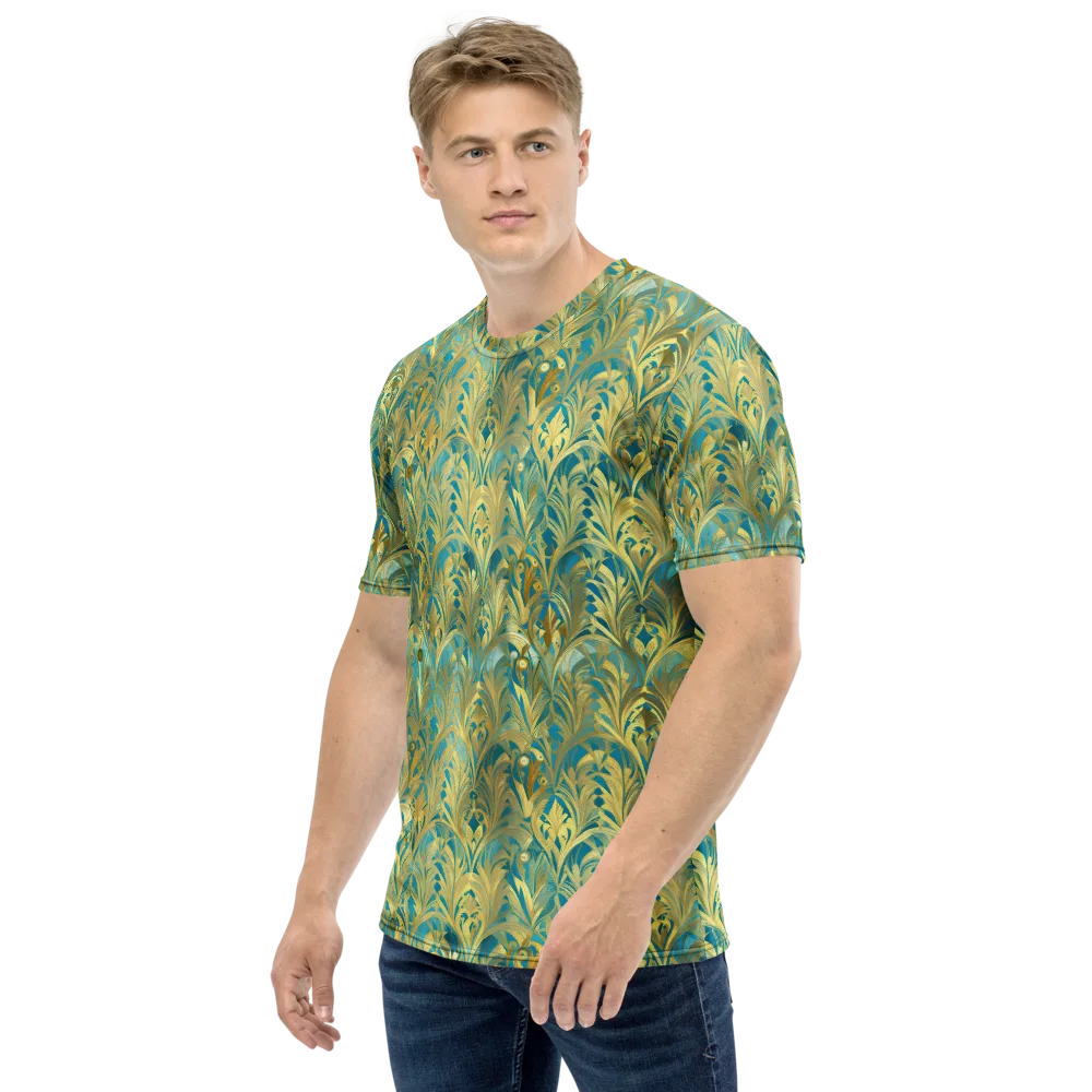 Turquoise Plumage on Men's Crew Neck T-Shirt — Left