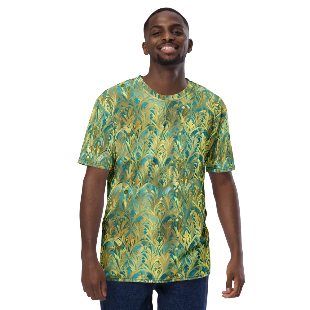 Turquoise Plumage on Men's Crew Neck T-Shirt — Front