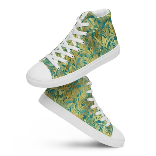 Turquoise Plumage on a Men's High Top Canvas Shoes