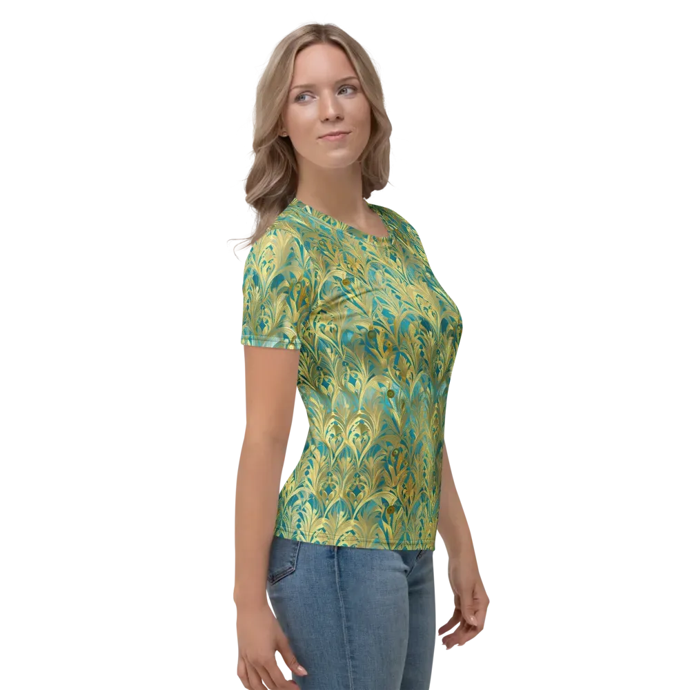 Turquoise Plumage on Women's Crew Neck T-Shirt — Right